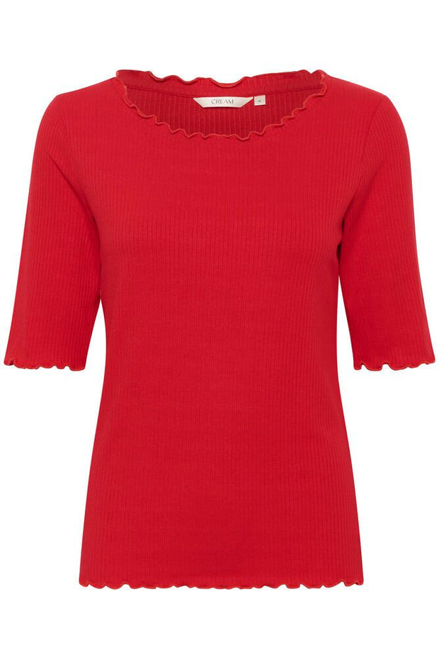CREAM - CRRibba Short Sleeve Round Neck T Shirt in Red (10611076)