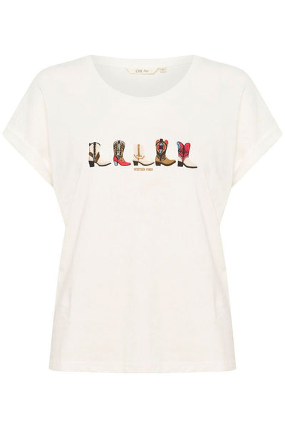 CREAM - CRSita Short Sleeve Round Neck T Shirt in Off White (10614080)