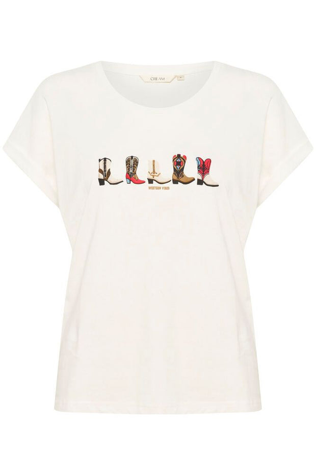 CREAM - CRSita Short Sleeve Round Neck T Shirt in Off White (10614080)
