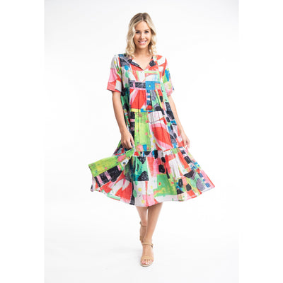 Orientique - Cairo - Bold Abstract Print Layered Dress (21034)