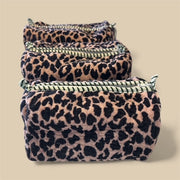 Kris Ana - 3 Piece Velvet Travel Set - Beige/Black Cheetah Print