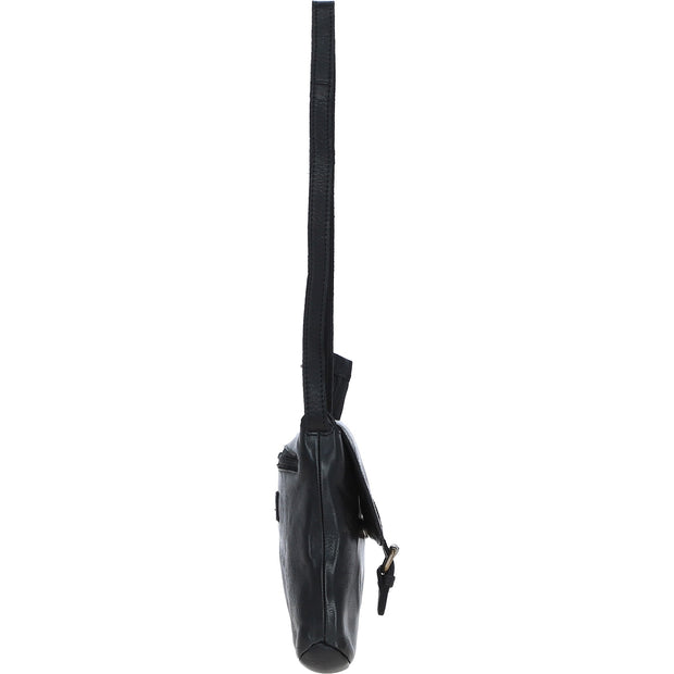 Ashwood Leather - Soft Black Leather Flap-Over Crossbody Bag with Magnetic Closure D-90