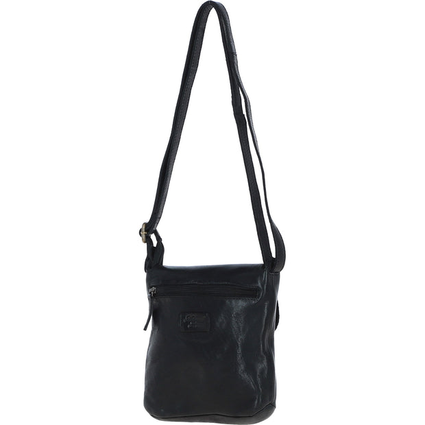 Ashwood Leather - Soft Black Leather Flap-Over Crossbody Bag with Magnetic Closure D-90