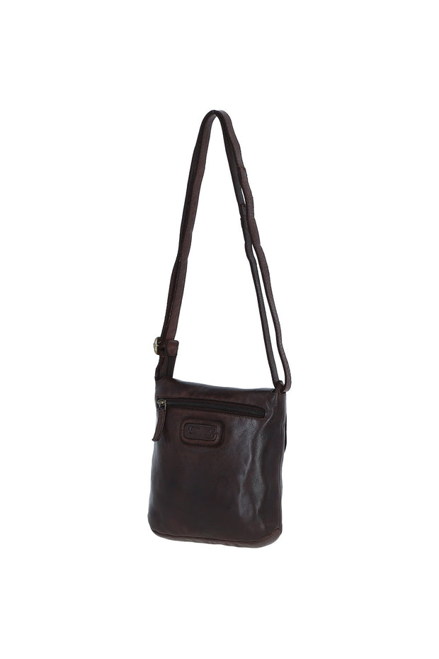 Ashwood Leather - Soft Brandy Leather Flap-Over Crossbody Bag with Magnetic Closure D-90