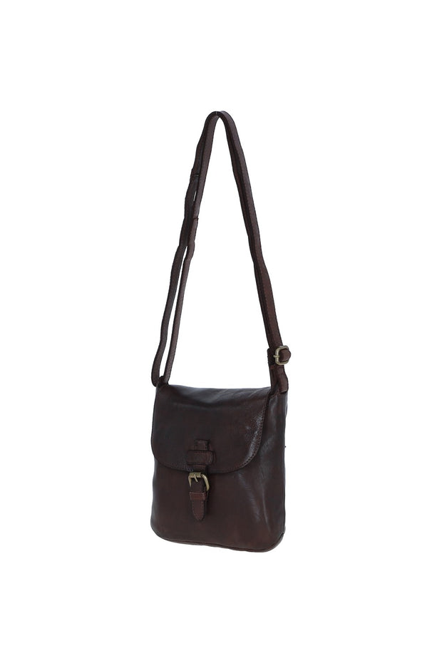 Ashwood Leather - Soft Brandy Leather Flap-Over Crossbody Bag with Magnetic Closure D-90