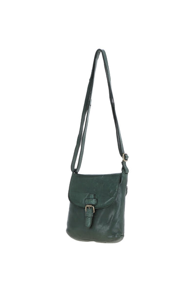 Ashwood Leather - Soft Green Leather Flap-Over Crossbody Bag with Magnetic Closure D-90