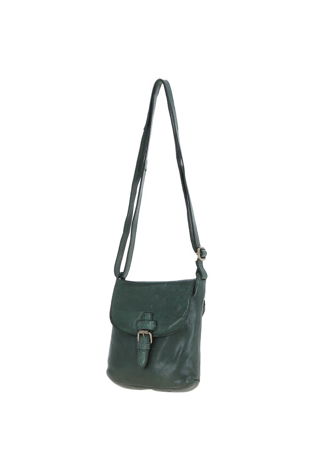 Ashwood Leather - Soft Green Leather Flap-Over Crossbody Bag with Magnetic Closure D-90
