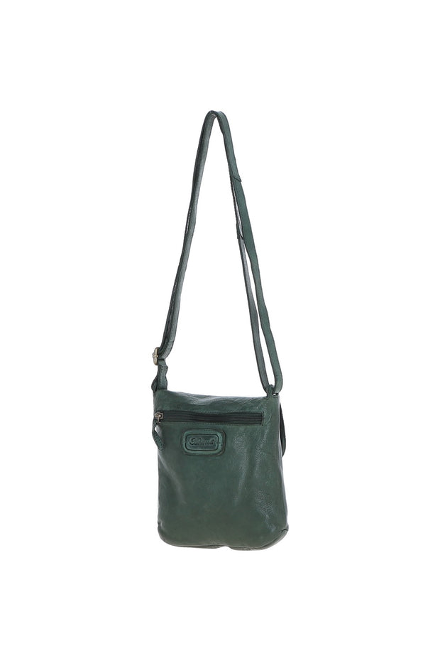 Ashwood Leather - Soft Green Leather Flap-Over Crossbody Bag with Magnetic Closure D-90