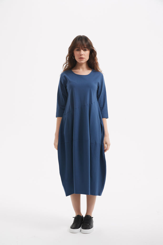 Tirelli - Diagonal Seam Round Neck Bubble Dress (2 colours) (D2557)