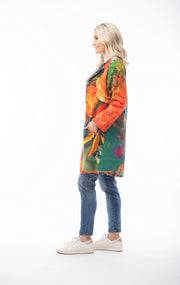 Orientique - Mid Length Coat in Bold Digital Print (6268-PR4)