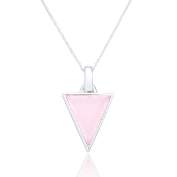 Spoke925 - Liga Triangular Rose Quartz Pendant on 18" Silver Chain