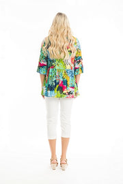 Orientique - Elafonissi - V Neck 3/4 Sleeve Loose Fit Blouse (42086)