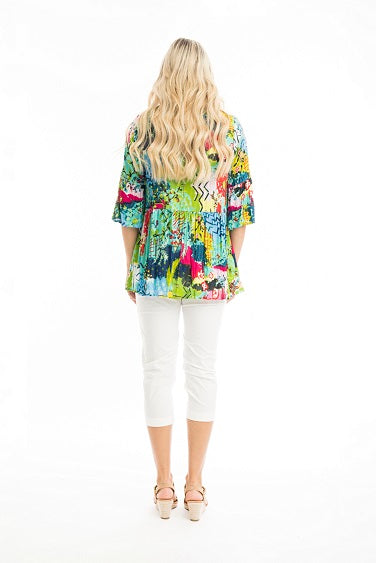Orientique - Elafonissi - V Neck 3/4 Sleeve Loose Fit Blouse (42086)