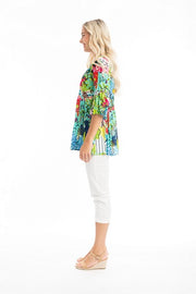 Orientique - Elafonissi - V Neck 3/4 Sleeve Loose Fit Blouse (42086)
