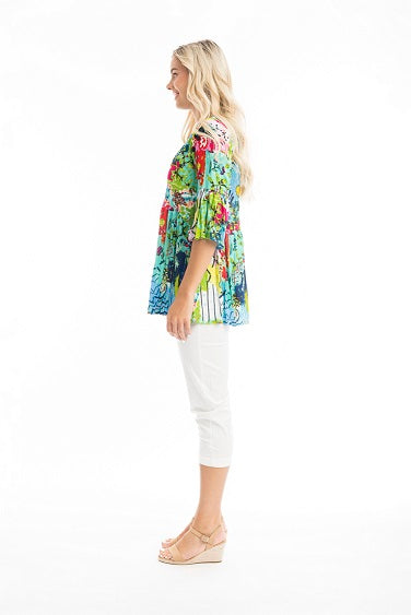 Orientique - Elafonissi - V Neck 3/4 Sleeve Loose Fit Blouse (42086)