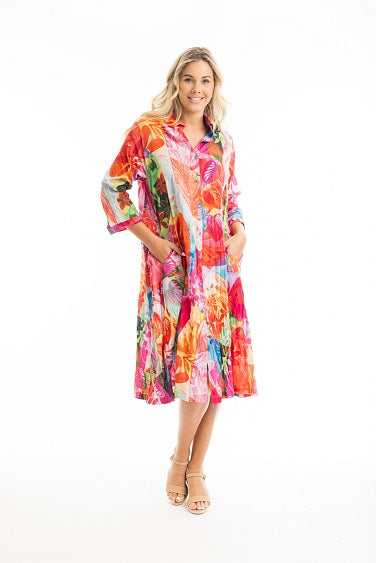 Orientique - Jozani - 3/4 Sleeve Button Through Collared Dress (30060)