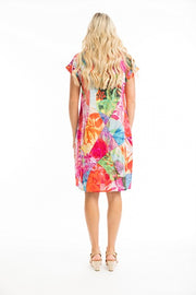 Orientique - Jozani - Short Sleeve Bubble Dress in Multicolour Floral Print (30063)