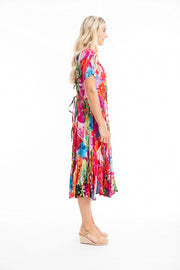 Orientique - Jozani - Floaty Bold Print Godet Short Sleeve Dress (30064)
