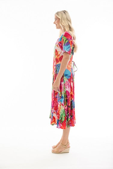 Orientique - Jozani - Floaty Bold Print Godet Short Sleeve Dress (30064)