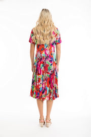 Orientique - Nevis - Floaty Bold Print Godet Short Sleeve Dress (81296)