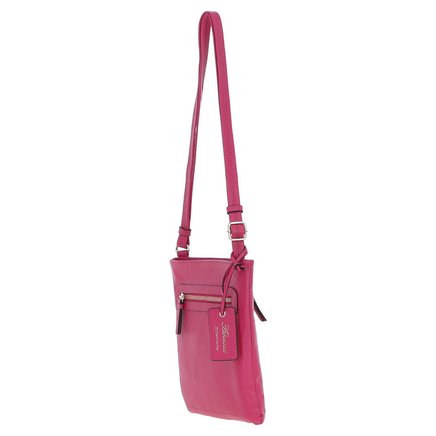 Ashwood Leather - Raspberry Crossbody Bag with Zip Pockets - CB3