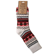 Jess & Lou - Cosy Nordic Unisex Bobble Hat in Cream/Red (HL878)