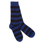 Swole Panda - Ladies Bamboo Socks - Charcoal/Blue Stripe Design (SP091-S)