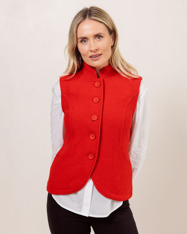 SEE SAW - Button Through High Collar Boiled Wool Waistcoat (SS150) (2 colours)
