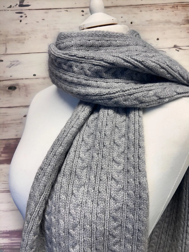Jess & Lou - Cosy Soft Cable Knit Scarf in Charcoal (SW649)
