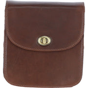 Ashwood Leather - Brown Leather Flap-Over Crossbody Bag with Twist Lock V-81