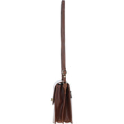 Ashwood Leather - Brown Leather Flap-Over Crossbody Bag with Twist Lock V-81