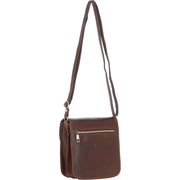Ashwood Leather - Brown Leather Flap-Over Crossbody Bag with Twist Lock V-81