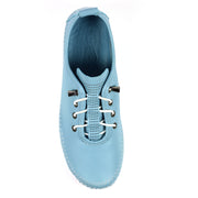 Lunar Shoes - Abbie Leather Plimsoll in Mid Blue