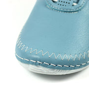 Lunar Shoes - Abbie Leather Plimsoll in Mid Blue
