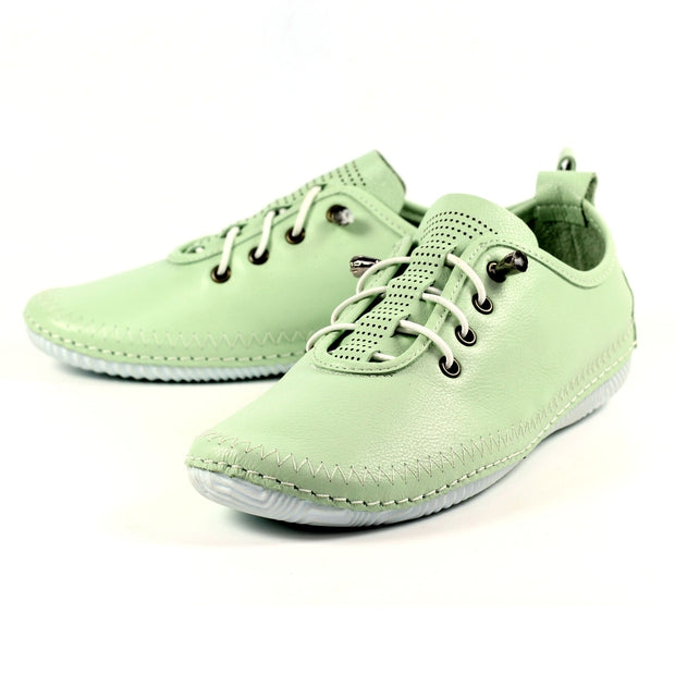 Lunar Shoes - Abbie Leather Plimsoll in Mint