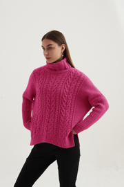 Tirelli - High Neck Cable Knit Jumper - 2 colours (K3022)