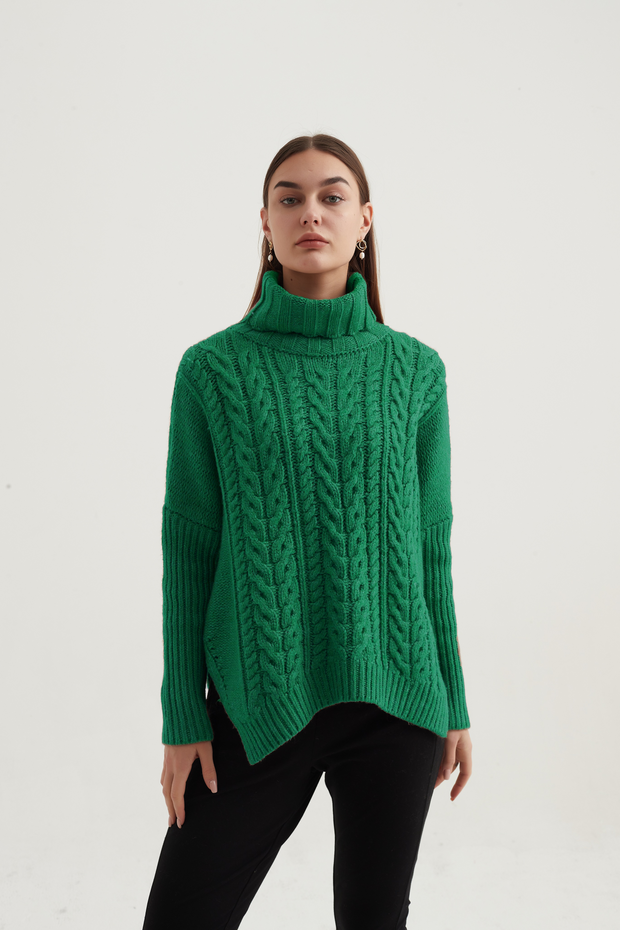 High neck cable knit jumper deals