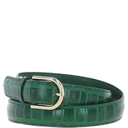 Ashwood Leather - Ladies Croc Leather Belt in Green With Gold Buckle C-99