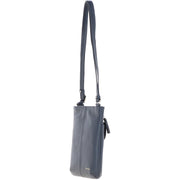 Ashwood Leather - Navy Leather Crossbody Bag with a Zip & Flap Over Pocket  - CB5