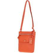 Ashwood Leather - Orange Leather Crossbody Bag with a Zip & Flap Over Pocket  - CB5