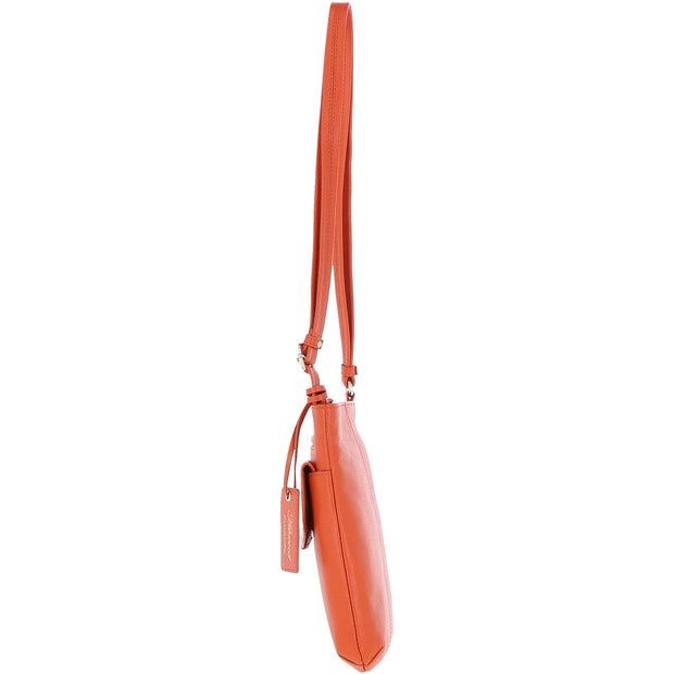 Ashwood Leather - Orange Leather Crossbody Bag with a Zip & Flap Over Pocket  - CB5