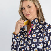 Claudio Lugli - Ladies Cotton Shirt - Daisy Flower on Navy Background (CLW2106)