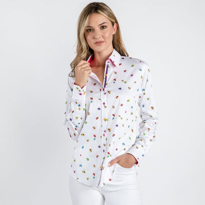 Claudio Lugli - Ladies Cotton Shirt - Multi-Coloured Bees (CLW2133)