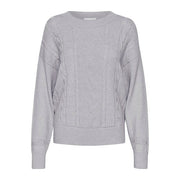 CREAM - CRDela Round Neck Jumper with Cable Knit Panel