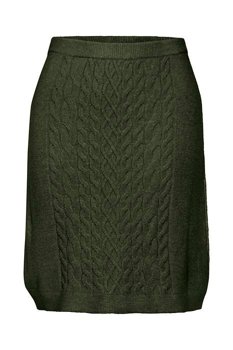 CREAM - CRDela Knitted Skirt with Cable Knit Panel (2 colours)
