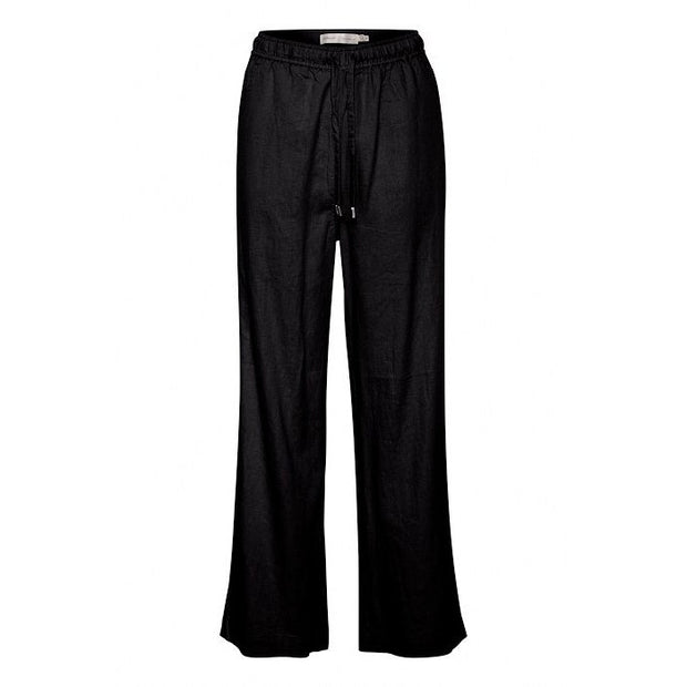 InWear - AmosIW Wide Leg Black Linen Mix Trouser