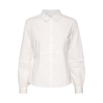 CREAM - CREvella Long Sleeve White Cotton Shirt