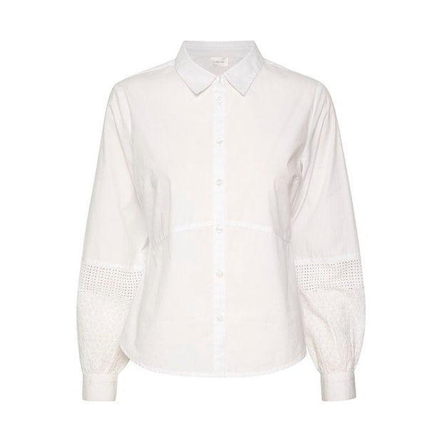 CREAM - CREvella Long Sleeve White Cotton Shirt