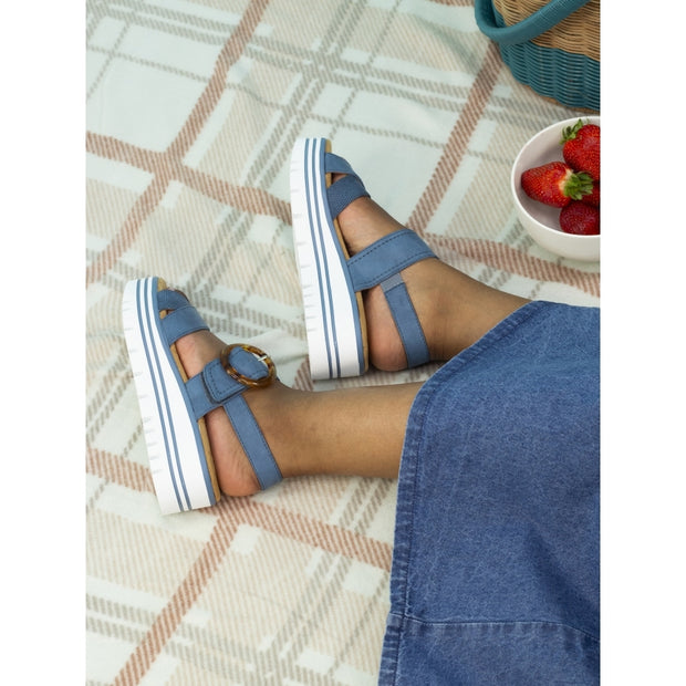 Lunar Shoes - Elise Mid Blue Wedge Sandal (JLB011)