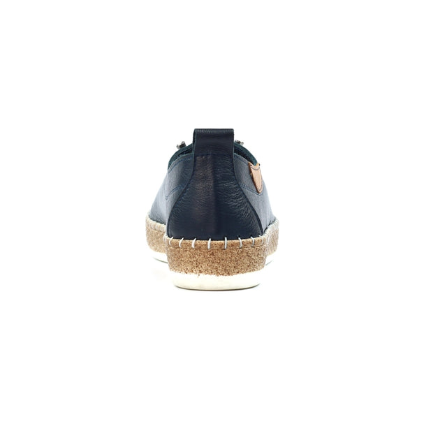 Lunar Shoes - Evie Navy Blue Leather Shoe with Elasticated laces